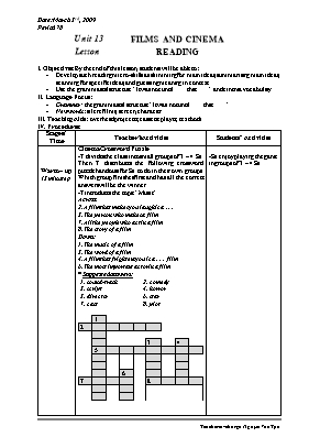Giáo án Tiếng Anh Lớp 10 - Unit 13 Films and cinema - Nguyễn Văn Tạo